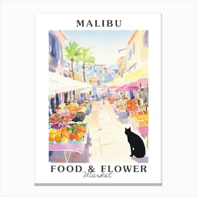 Food Market With Cats In Malibu 1 Poster Canvas Print