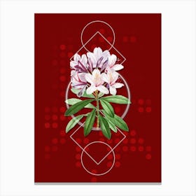 Vintage Common Rhododendron Botanical with Geometric Line Motif and Dot Pattern n.0241 Canvas Print