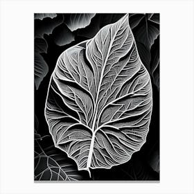 Marshmallow Leaf Linocut 4 Canvas Print