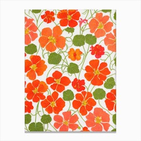 Nasturtium Floral Print Warm Tones 1 Flower Canvas Print
