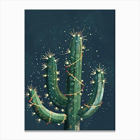 Christmas Cactus Plant Minimalist Illustration 5 Canvas Print