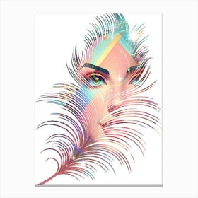 Portrait Of A Woman With Feathers 1 Canvas Print