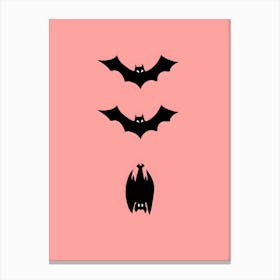 Bats On A Pink Background Canvas Print