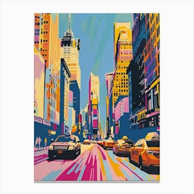 Fifth Avenue New York Colourful Silkscreen Illustration 3 Canvas Print