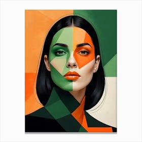 Geometric Woman Portrait Pop Art (20) Canvas Print