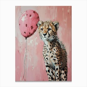 Cute Cheetah 2 With Balloon Canvas Print