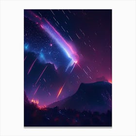 Meteor Shower Neon Nights Space Canvas Print