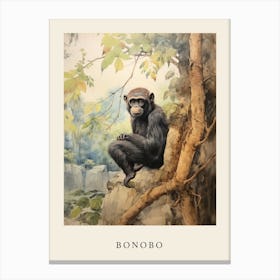 Beatrix Potter Inspired  Animal Watercolour Bonobo 3 Canvas Print