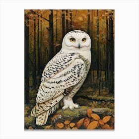 Snowy Owl Relief Illustration 1 Canvas Print