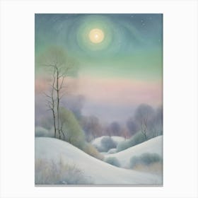 Snowy Landscape At Night Canvas Print