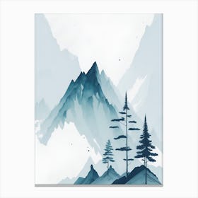 Mountain And Forest In Minimalist Watercolor Vertical Composition 58 Canvas Print
