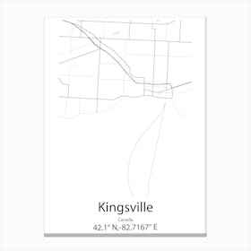 Kingsville,Canada Minimalist Map Canvas Print