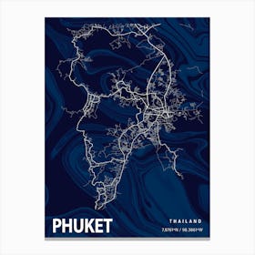 Phuket Crocus Marble Map Canvas Print