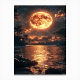 Full Moon Over Water 34 Canvas Print