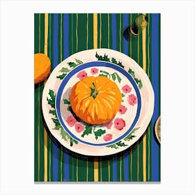 A Plate Of Pumpkins, Autumn Food Illustration Top View 47 Canvas Print
