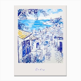 Cadiz Spain 3 Mediterranean Blue Drawing Poster Canvas Print