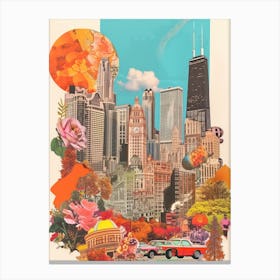 Chicago   Retro Collage Style 3 Canvas Print