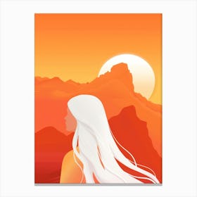 Girl With Long Hair In The Desert Canvas Print