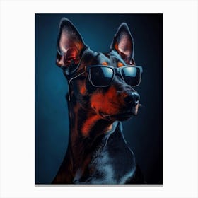 Doberman Dog In Sunglasses.Generated AI. Wall Art Print Stampe su tela