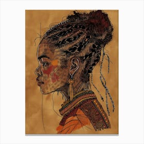 African Girl With Braids 1 Canvas Print