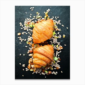 Croissants — Food kitchen poster/blackboard, photo art Canvas Print