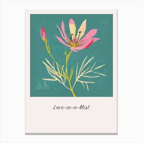 Love In A Mist 5 Square Flower Illustration Poster Canvas Print