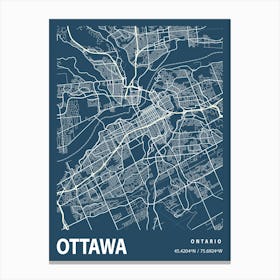 Ottawa Blueprint City Map 1 Canvas Print