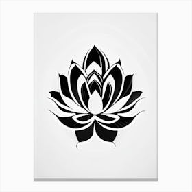 Lotus Flower, Buddhist Symbol Black And White Geometric 7 Canvas Print