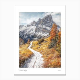 French Alps France Pencil Sketch 3 Watercolour Travel Poster Canvas Print