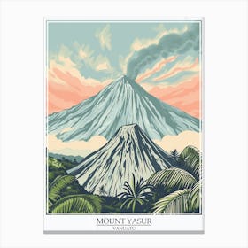 Mount Yasur Vanuatu Color Line Drawing 4 Poster Canvas Print