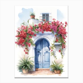 Casablanca, Morocco   Mediterranean Doors Watercolour Painting 3 Canvas Print