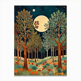 William Morris Full Moon In The Forest 3 Canvas Print