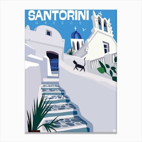 Santorini Poster White & Blue Canvas Print