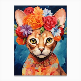 Devon Rex Cat With A Flower Crown Painting Matisse Style 4 Canvas Print