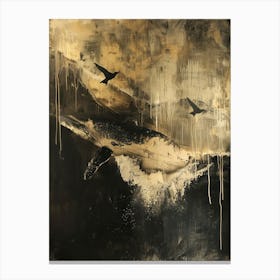 Whale Gold Effect Collage 2 Canvas Print