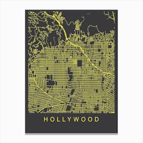 Hollywood Map Neon Canvas Print