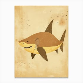 Cute Beige Tones Shark 3 Canvas Print