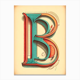 B, Letter, Alphabet Vintage Sketch 3 Canvas Print
