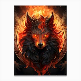 Wolf In Flames 9 Canvas Print