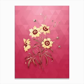 Vintage Coreopsis Elegans Botanical in Gold on Viva Magenta n.0784 Canvas Print