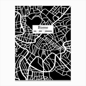 Rome (Italy) City Map — Hand-drawn map, vector black map Canvas Print