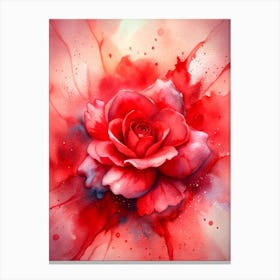 Red Rose Watercolor Painting Canvas Print