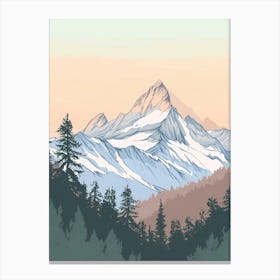 Mount Diablo Usa Color Line Drawing (5) Canvas Print