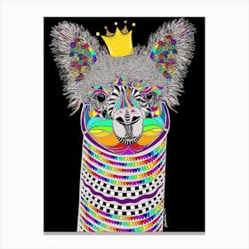 Cute, abstract Alpaca Llama in rainbow colors, mosaic Canvas Print