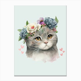 Cat With Flower Crown Canvas Print