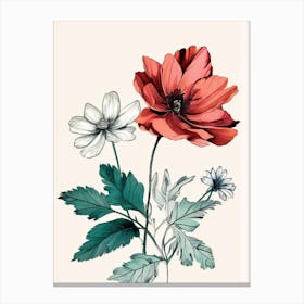 Red And White Flowers 3 Canvas Print