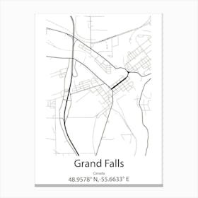 Grand Falls,Canada Minimalist Map Canvas Print