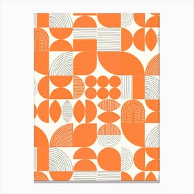 Modern Art Geometric Shapes Orange White Black 1 Canvas Print