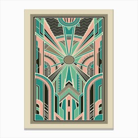 Art Deco Pattern 1 Pink Blue Canvas Print
