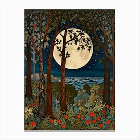 William Morris Full Moon In The Forest 8 Canvas Print